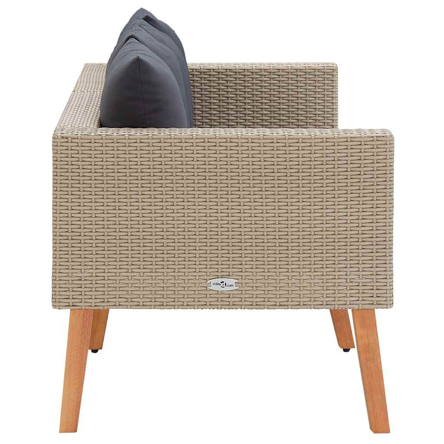 Tuinbank 2-Zits Met Kussens Poly Rattan 1