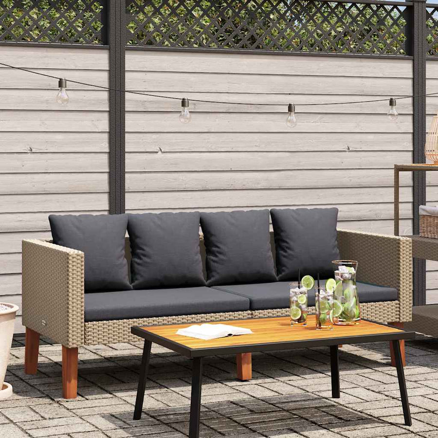 Tuinbank 2-Zits Met Kussens Poly Rattan 1