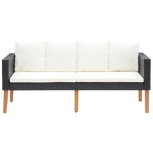 Tuinbank 2-Zits Met Kussens Poly Rattan Zwart Tweezitsbank