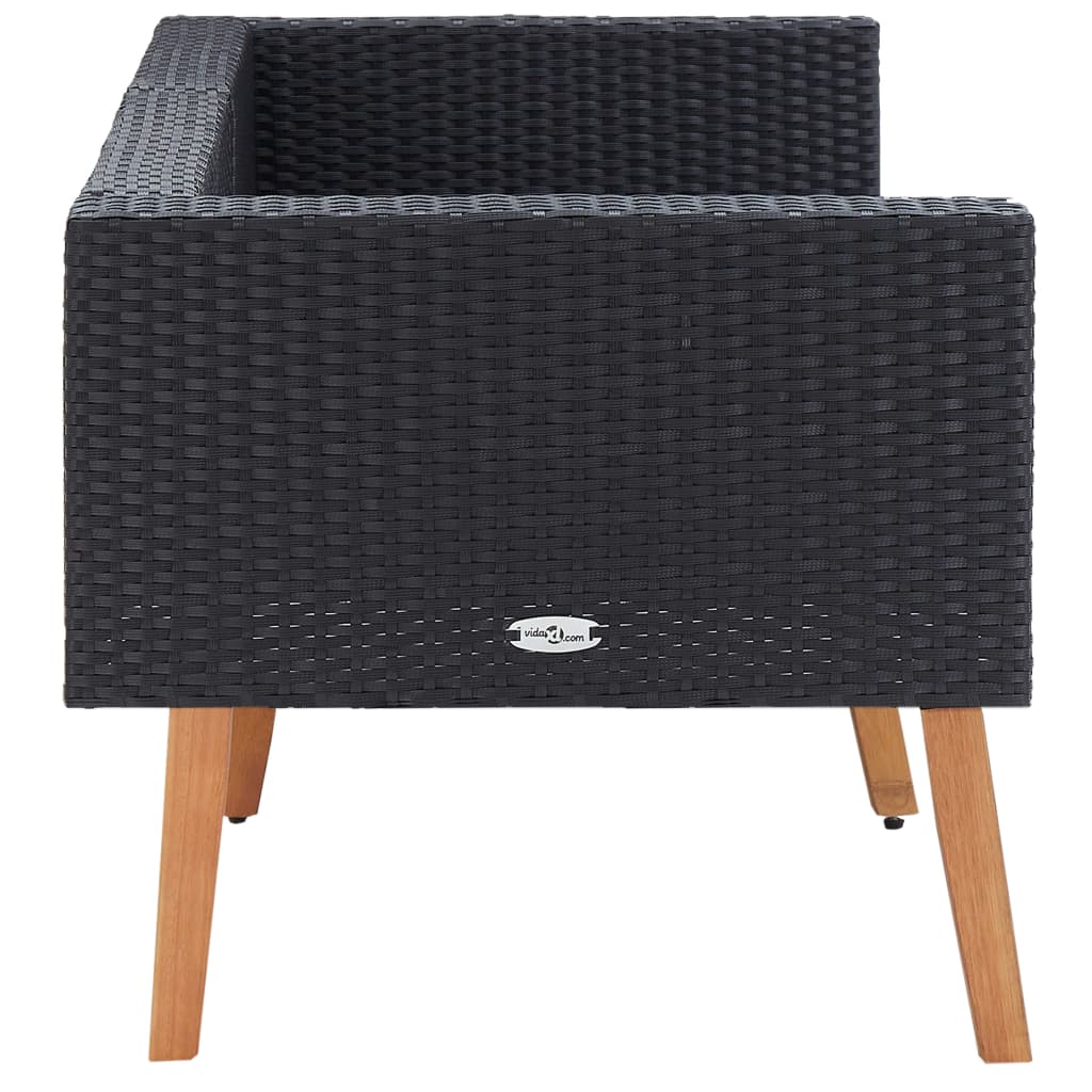Tuinbank 2-Zits Met Kussens Poly Rattan Zwart Tweezitsbank