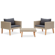 Loungeset 3-delig poly rattan beige