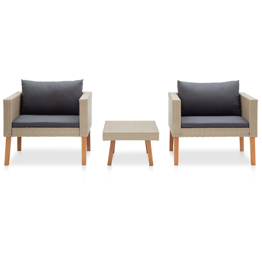 -Delige Loungeset Met Kussens Poly Rattan Beige