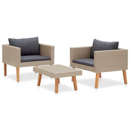 -Delige Loungeset Met Kussens Poly Rattan Beige
