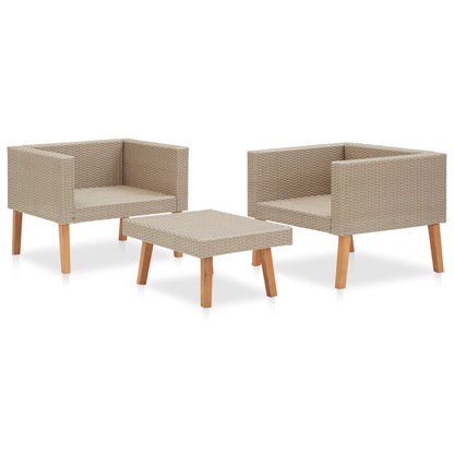 -Delige Loungeset Met Kussens Poly Rattan Beige