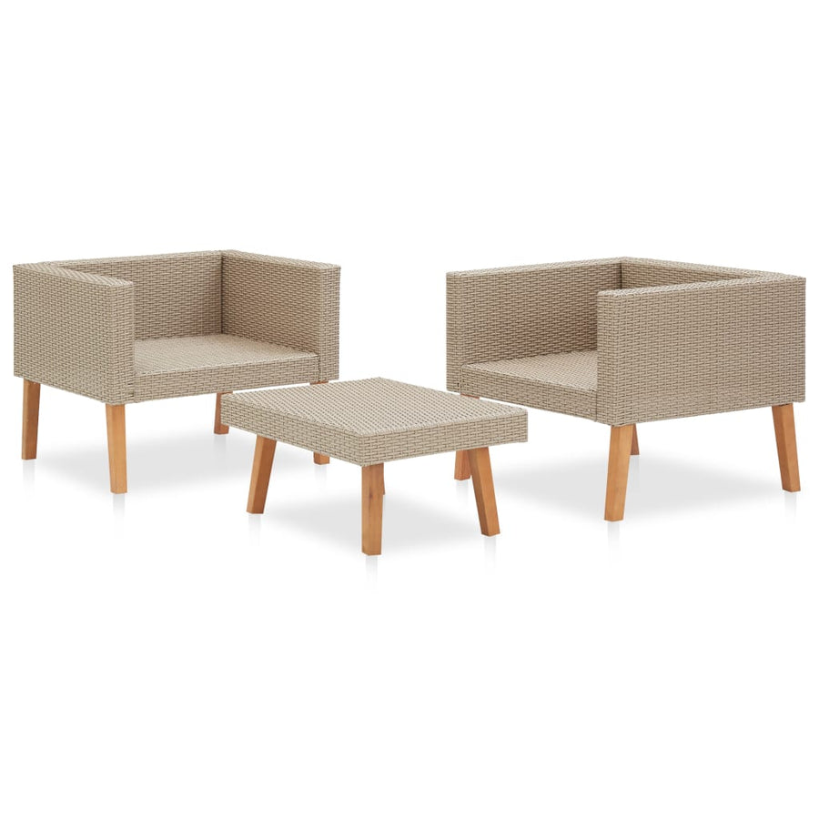 -Delige Loungeset Met Kussens Poly Rattan Beige