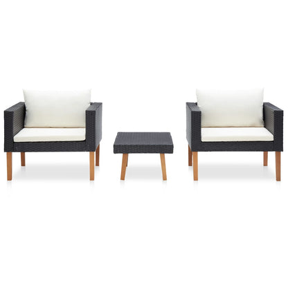 -Delige Loungeset Met Kussens Poly Rattan Zwart