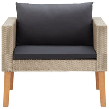 Tuinbank Eenzits Met Kussens Poly Rattan Beige Fauteuil