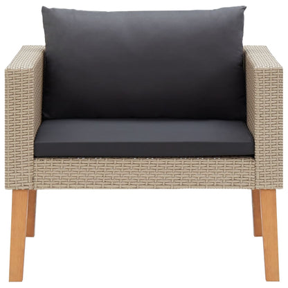 Tuinbank Eenzits Met Kussens Poly Rattan Beige Fauteuil