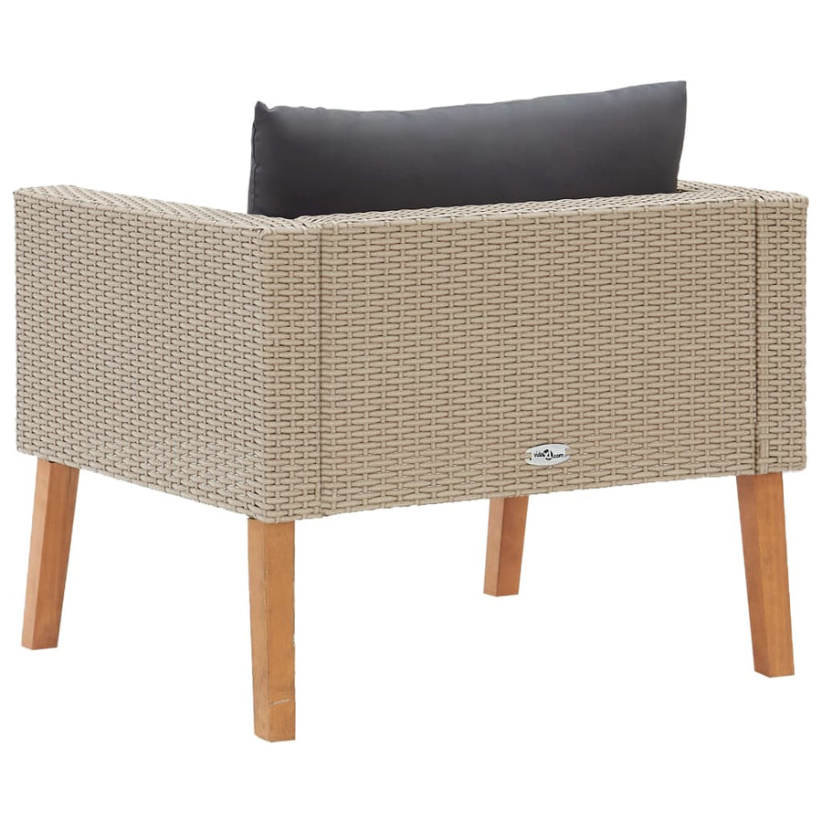 Tuinbank Eenzits Met Kussens Poly Rattan Beige Fauteuil