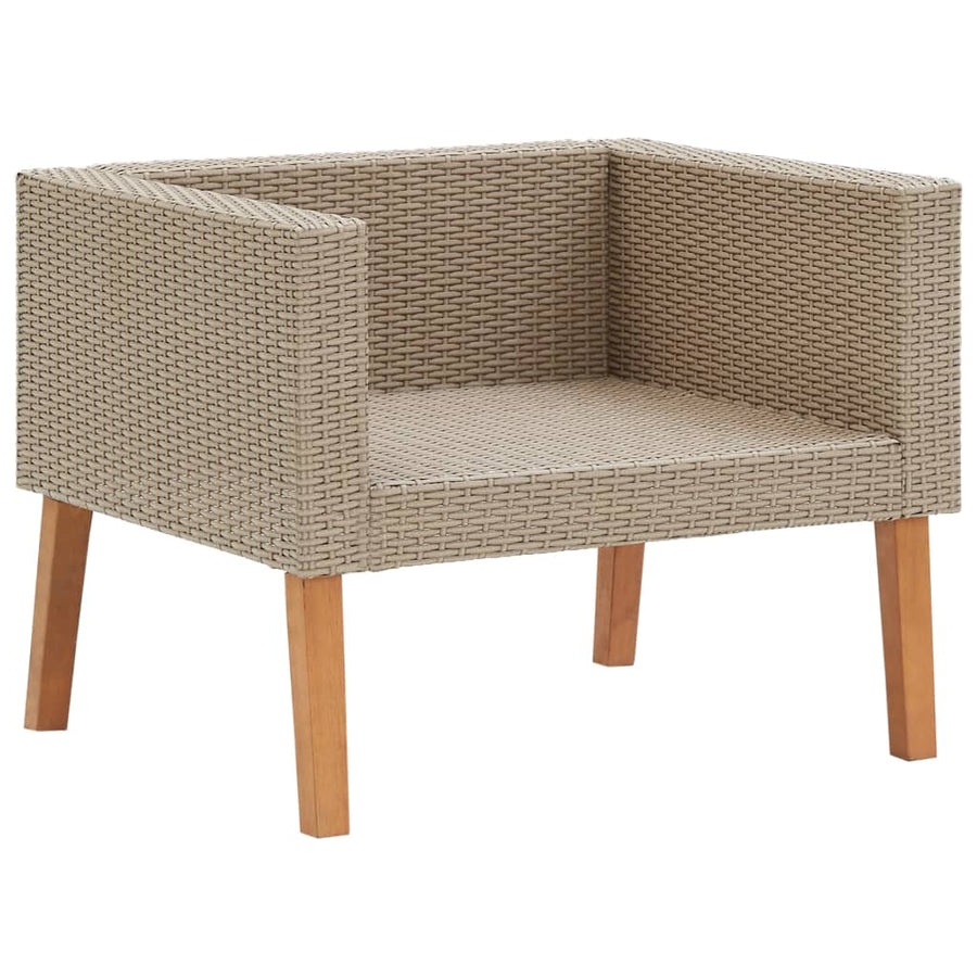Tuinbank Eenzits Met Kussens Poly Rattan Beige Fauteuil