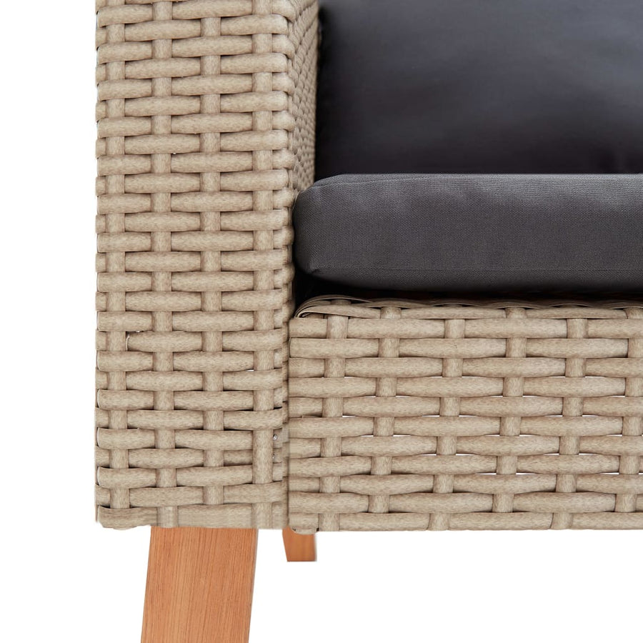 Tuinbank Eenzits Met Kussens Poly Rattan Beige Fauteuil