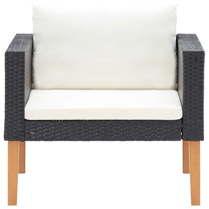 Tuinbank Eenzits Met Kussens Poly Rattan Zwart Fauteuil