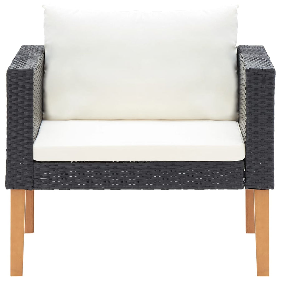 Tuinbank Eenzits Met Kussens Poly Rattan Zwart Fauteuil