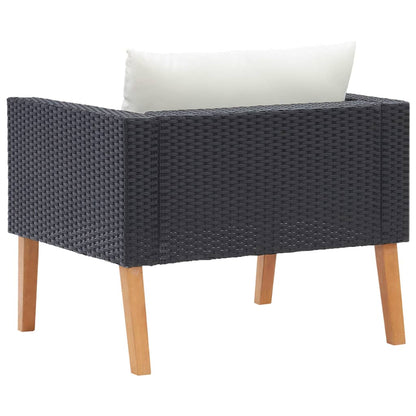 Tuinbank Eenzits Met Kussens Poly Rattan Zwart Fauteuil