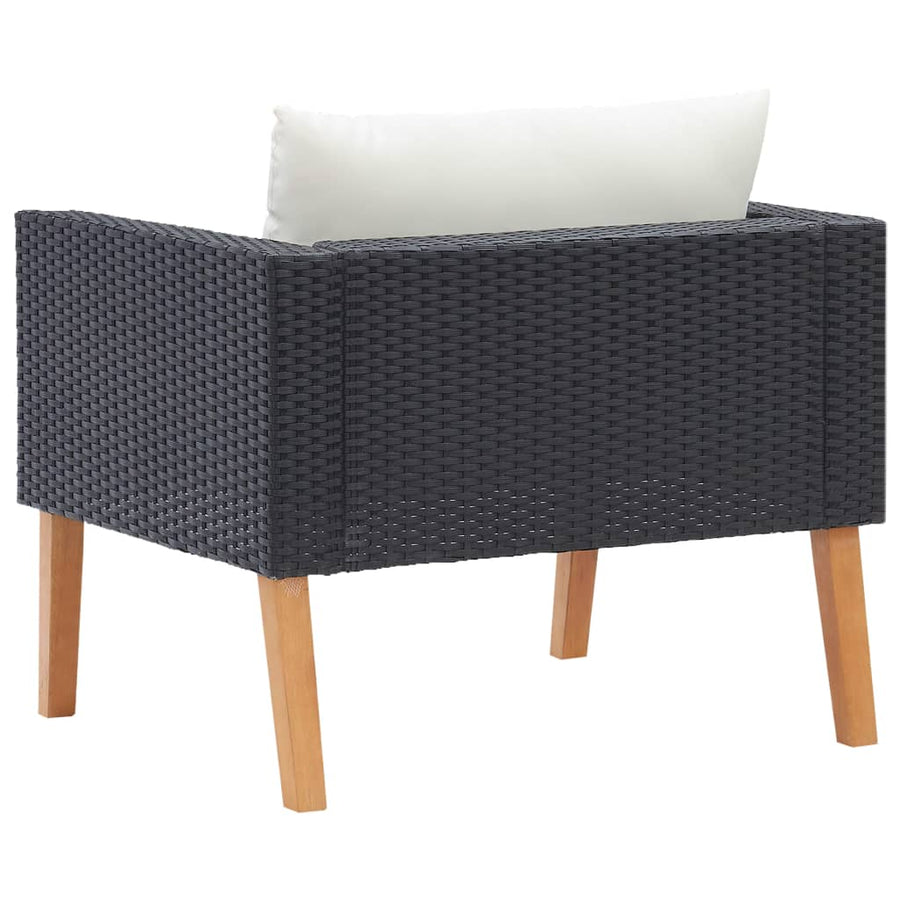 Tuinbank Eenzits Met Kussens Poly Rattan Zwart Fauteuil