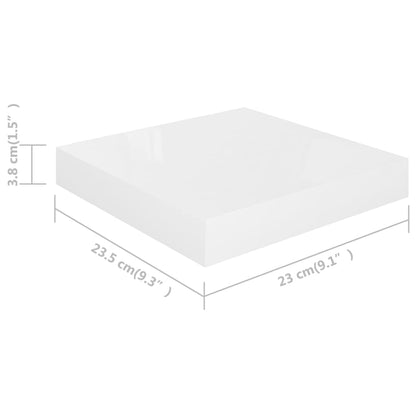 Wandschap Zwevend 23X23,5X3,8 Cm Mdf Hoogglans Wit 1 23 x 23.5 x 3.8 cm