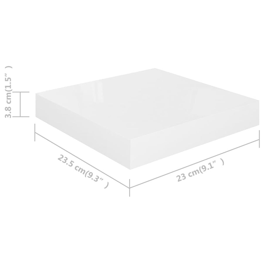 Wandschap Zwevend 23X23,5X3,8 Cm Mdf Hoogglans Wit 1 23 x 23.5 x 3.8 cm