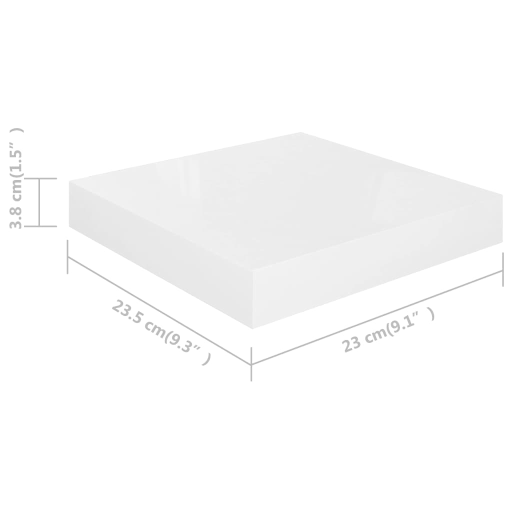 Wandschappen Zwevend 3X3,5X3,8 Cm Mdf Hoogglans Wit 2 23 x 23.5 x 3.8 cm