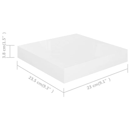 Wandschappen Zwevend 3X3,5X3,8 Cm Mdf Hoogglans Wit 2 23 x 23.5 x 3.8 cm