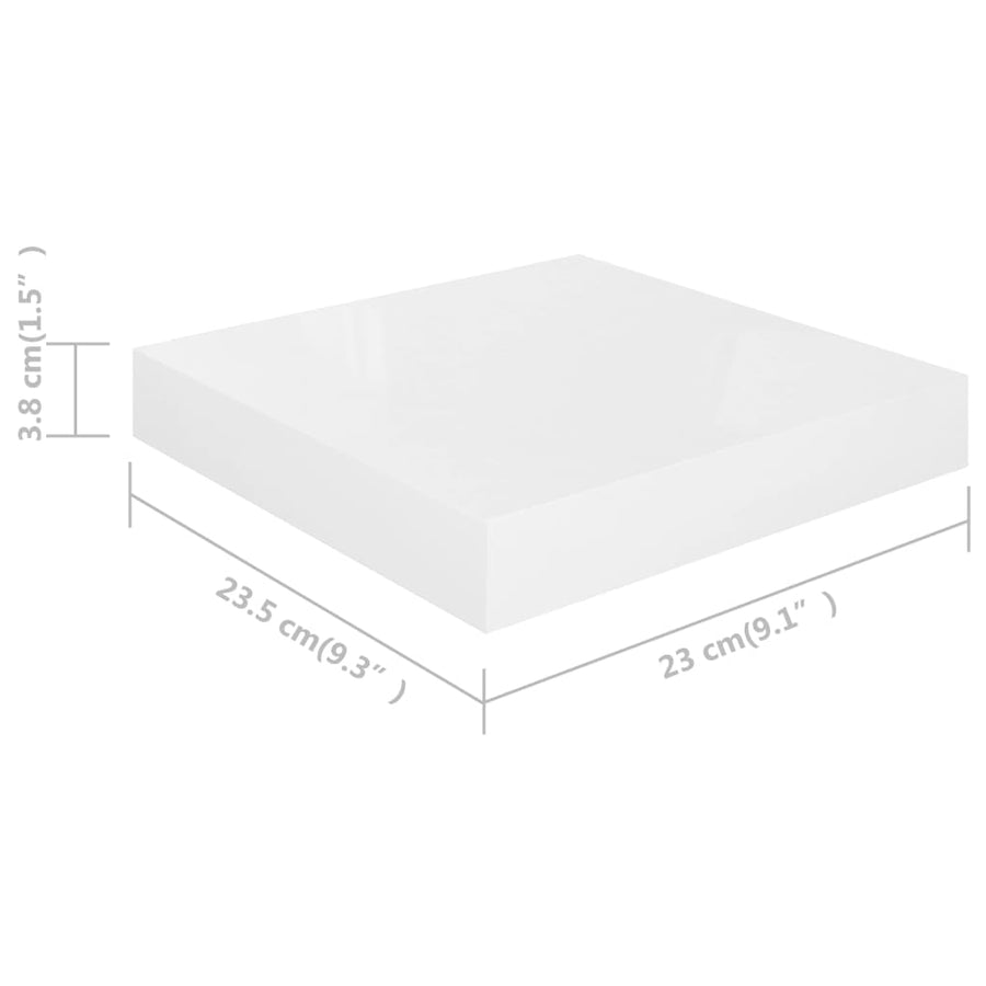 Wandschappen Zwevend 3X3,5X3,8 Cm Mdf Hoogglans Wit 2 23 x 23.5 x 3.8 cm