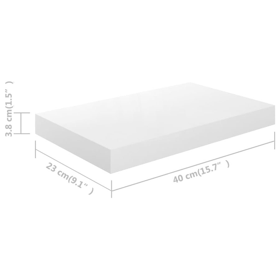 Wandschappen Zwevend 40X3X3,8 Cm Mdf Hoogglans Wit 2 40 x 23 x 3.8 cm