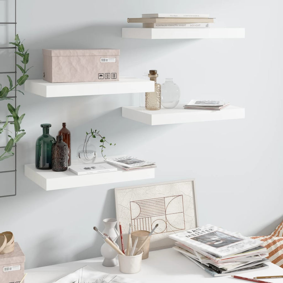 Wandschappen Zwevend 0X23X3,8 Cm Mdf Hoogglans Wit 4 40 x 23 x 3.8 cm