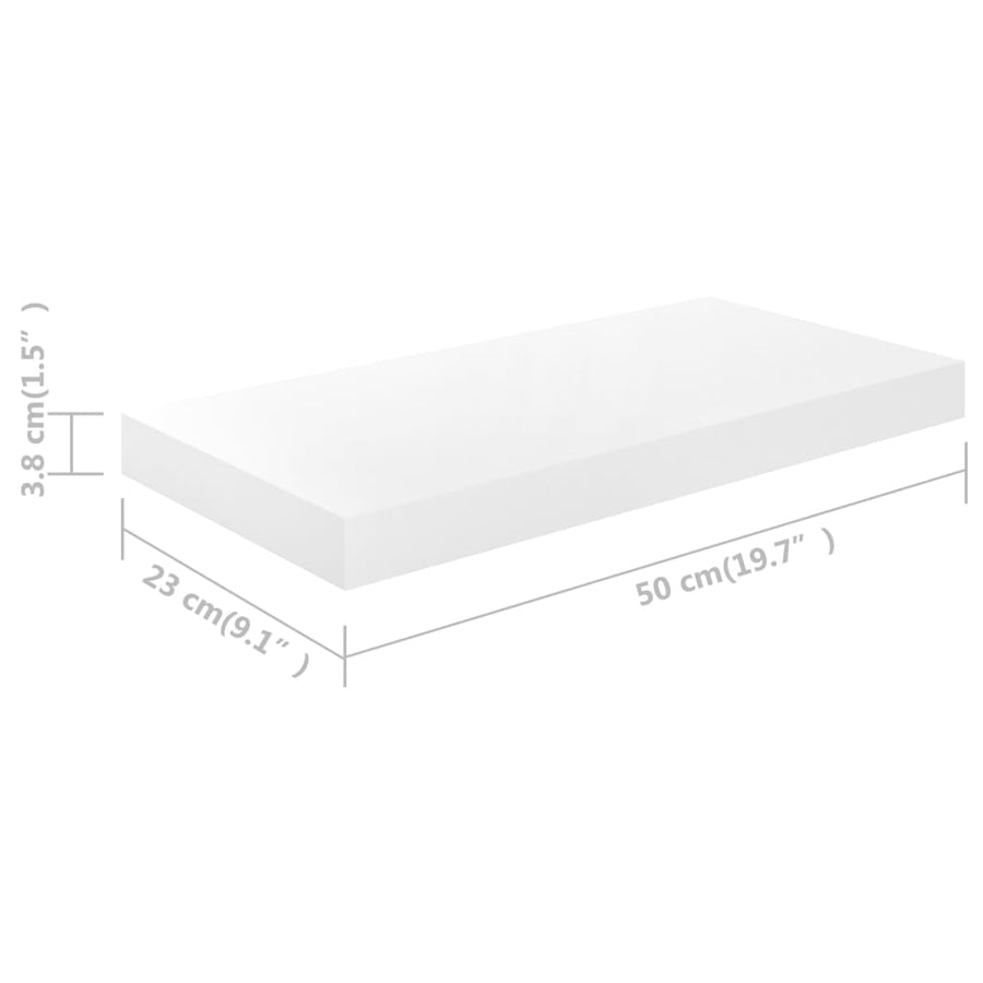 Wandschap Zwevend 50X23X3,8 Cm Mdf Hoogglans Wit 1 50 x 23 x 3.8 cm