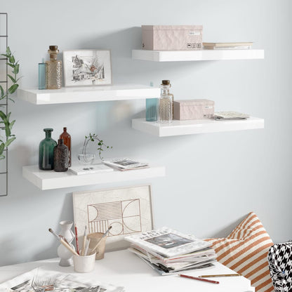 Wandschappen Zwevend 50X23X3,8 Cm Mdf Hoogglans Wit 4 50 x 23 x 3.8 cm