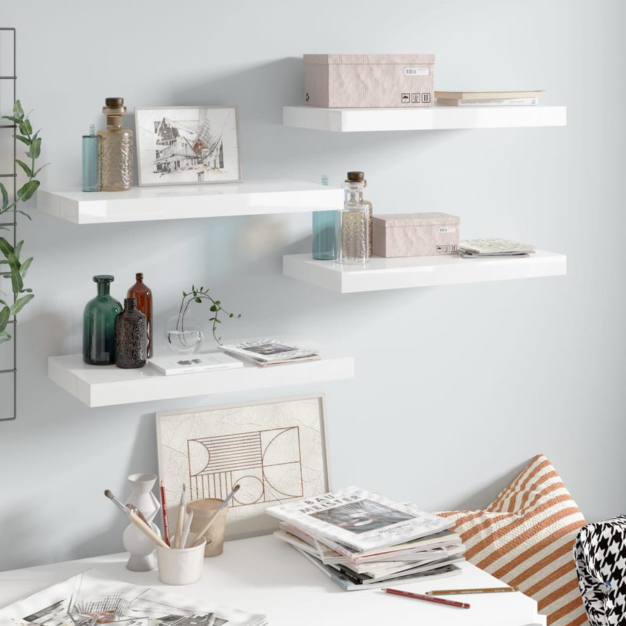 Wandschappen Zwevend 50X23X3,8 Cm Mdf Hoogglans Wit 4 50 x 23 x 3.8 cm