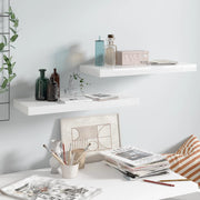 Wall shelves floating 2 pcs 60x23.5x3.8 cm MDF high gloss white