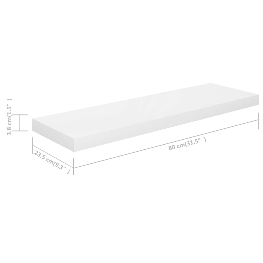 Wandschappen Zwevend 80X23,5X3,8 Cm Mdf Hoogglans Wit 4 80 x 23.5 x 3.8 cm