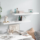 Floating wall shelves 2 pcs 90x23.5x3.8 cm MDF high gloss white