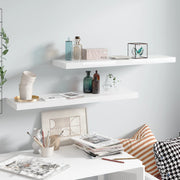 Floating wall shelves 2 pcs 90x23.5x3.8 cm MDF high gloss white