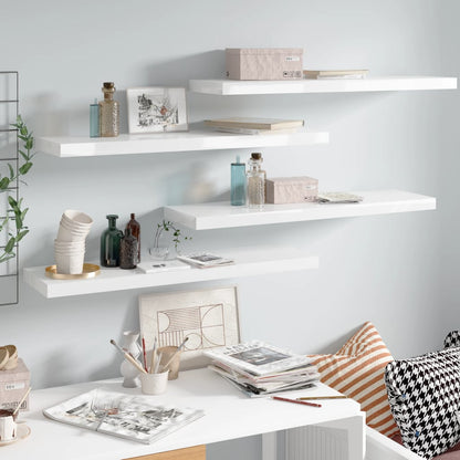 Wandschappen Zwevend 90X23,5X3,8 Cm Mdf Hoogglans Wit 4 90 x 23.5 x 3.8 cm
