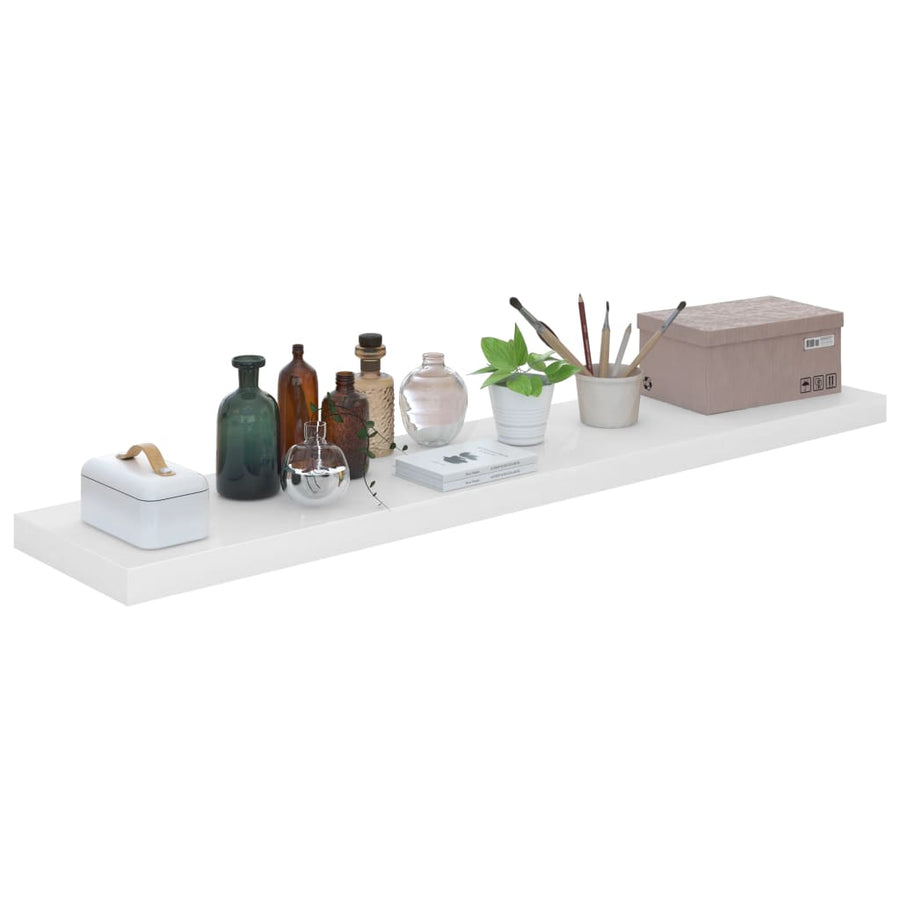 Wandschappen Zwevend 10X3,5X3,8 Cm Mdf Hoogglans Wit 2 120 x 23.5 x 3.8 cm