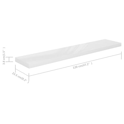 Wandschappen Zwevend 10X3,5X3,8 Cm Mdf Hoogglans Wit 2 120 x 23.5 x 3.8 cm