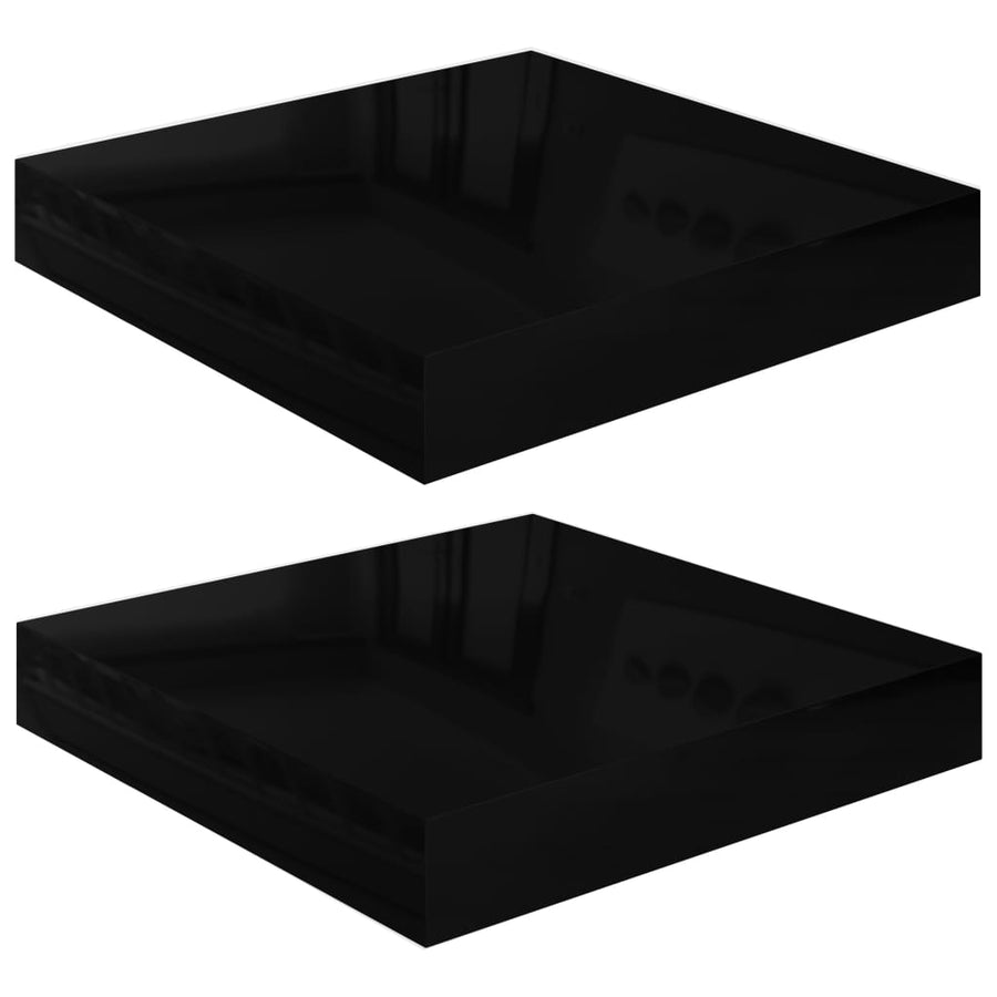 Wandschappen Zwevend 3X3,5X3,8 Cm Mdf Hoogglans Zwart 2 23 x 23.5 x 3.8 cm