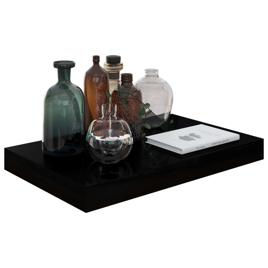 Wandschap Zwevend 40X23X3,8 Cm Mdf Hoogglans Zwart 1 40 x 23 x 3.8 cm