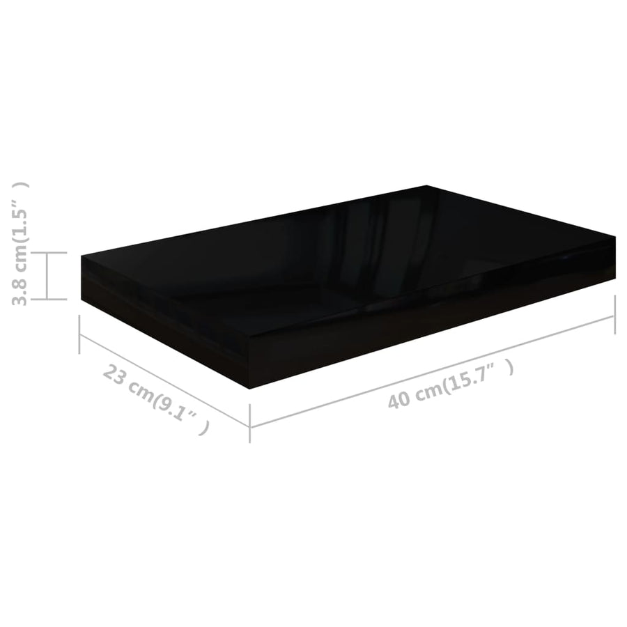 Wandschap Zwevend 40X23X3,8 Cm Mdf Hoogglans Zwart 1 40 x 23 x 3.8 cm