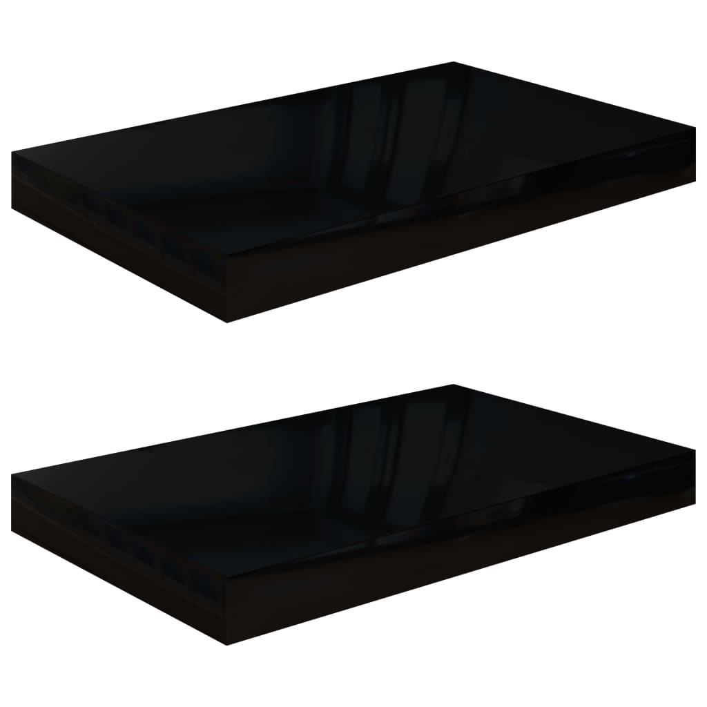 Wandschappen Zwevend 40X3X3,8 Cm Mdf Hoogglans Zwart 2 40 x 23 x 3.8 cm