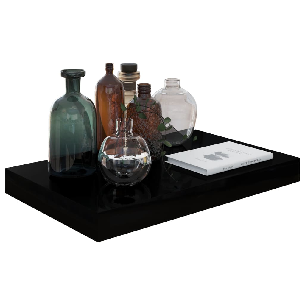 Wandschappen Zwevend 40X3X3,8 Cm Mdf Hoogglans Zwart 2 40 x 23 x 3.8 cm