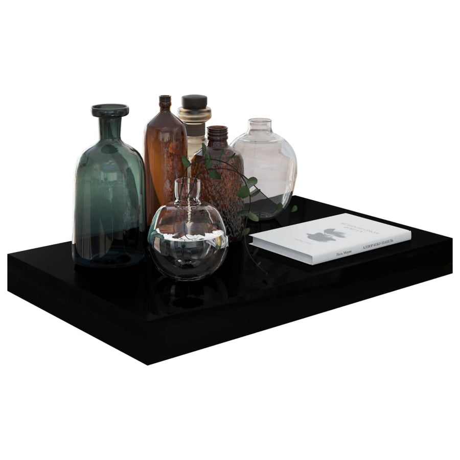 Wandschappen Zwevend 40X3X3,8 Cm Mdf Hoogglans Zwart 2 40 x 23 x 3.8 cm