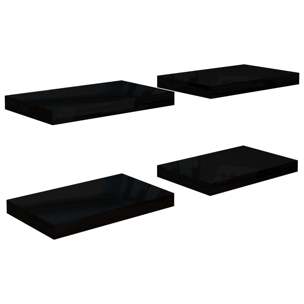 Wandschappen Zwevend 0X23X3,8 Cm Mdf Hoogglans Zwart 4 40 x 23 x 3.8 cm