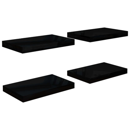 Wandschappen Zwevend 0X23X3,8 Cm Mdf Hoogglans Zwart 4 40 x 23 x 3.8 cm