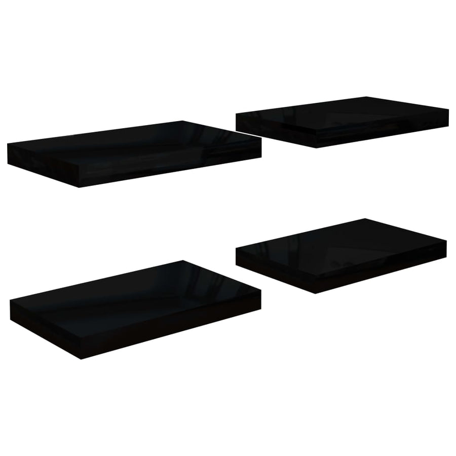 Wandschappen Zwevend 0X23X3,8 Cm Mdf Hoogglans Zwart 4 40 x 23 x 3.8 cm
