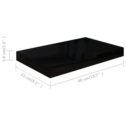 Wandschappen Zwevend 0X23X3,8 Cm Mdf Hoogglans Zwart 4 40 x 23 x 3.8 cm