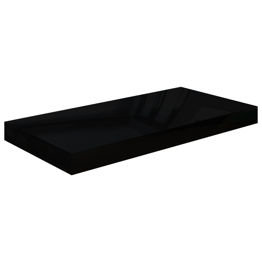 Wandschap Zwevend 50X23X3,8 Cm Mdf Hoogglans Zwart 1 50 x 23 x 3.8 cm