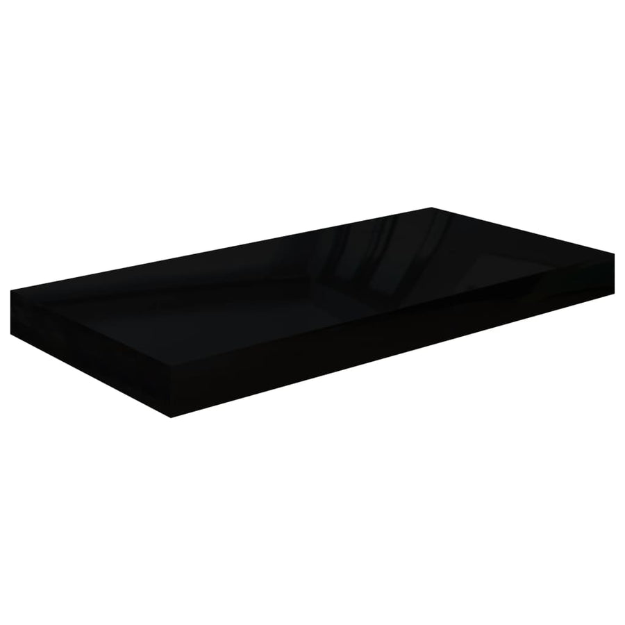 Wandschap Zwevend 50X23X3,8 Cm Mdf Hoogglans Zwart 1 50 x 23 x 3.8 cm