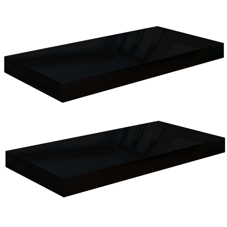 Wandschappen Zwevend 50X3X3,8 Cm Mdf Hoogglans Zwart 2 50 x 23 x 3.8 cm