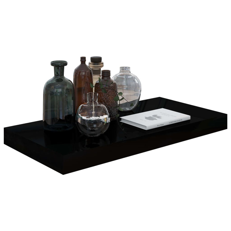 Wandschappen Zwevend 50X3X3,8 Cm Mdf Hoogglans Zwart 2 50 x 23 x 3.8 cm